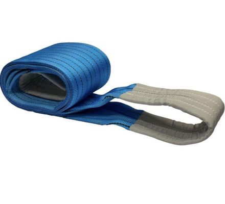 Eenvoudig laag 4 ton Plat polyester webbing Sling Oog en Oog opheffing sling blauw